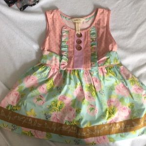 Pink floral tank top with pink ruffle leggings